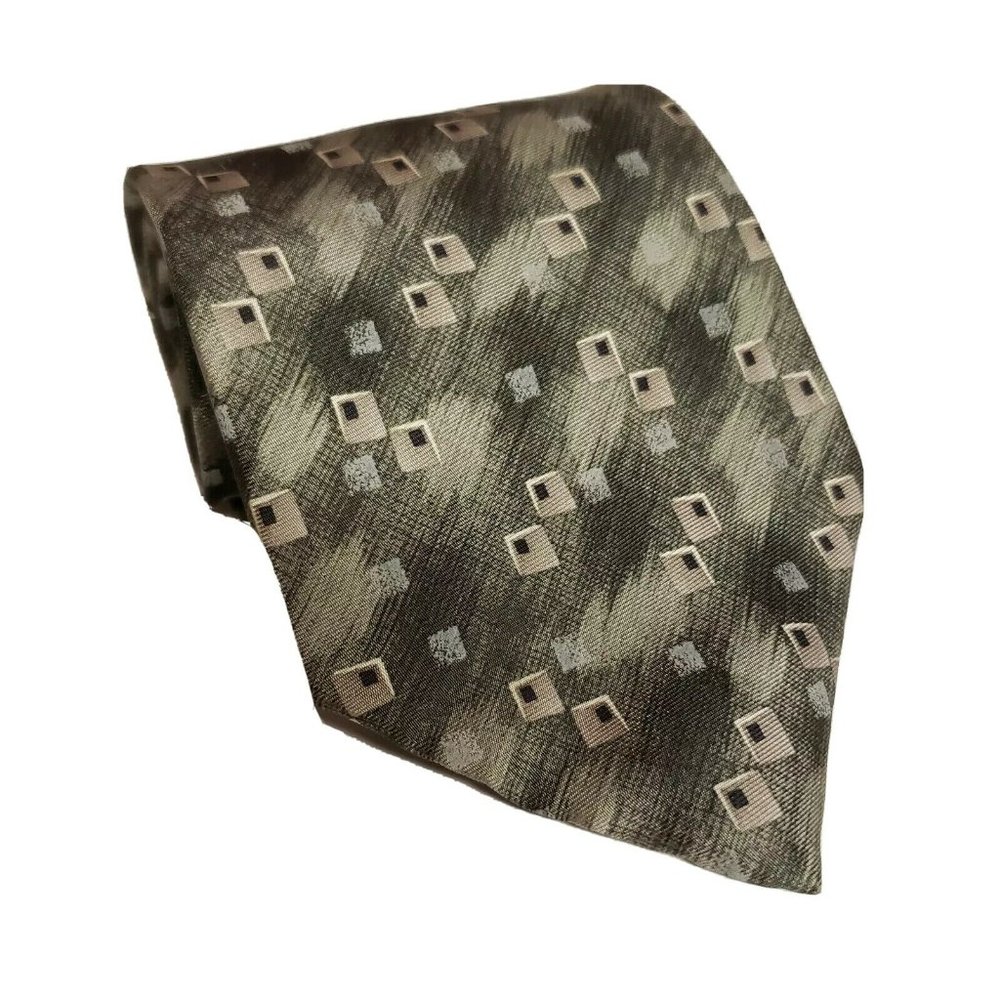Stafford Men Green Necktie Square Abstract Print